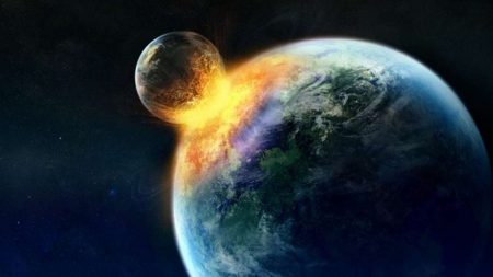Une représentation artistique de la collision entre la Terre et la Lune
