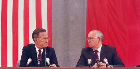George Bush et Mikhaïl Gorbatchev